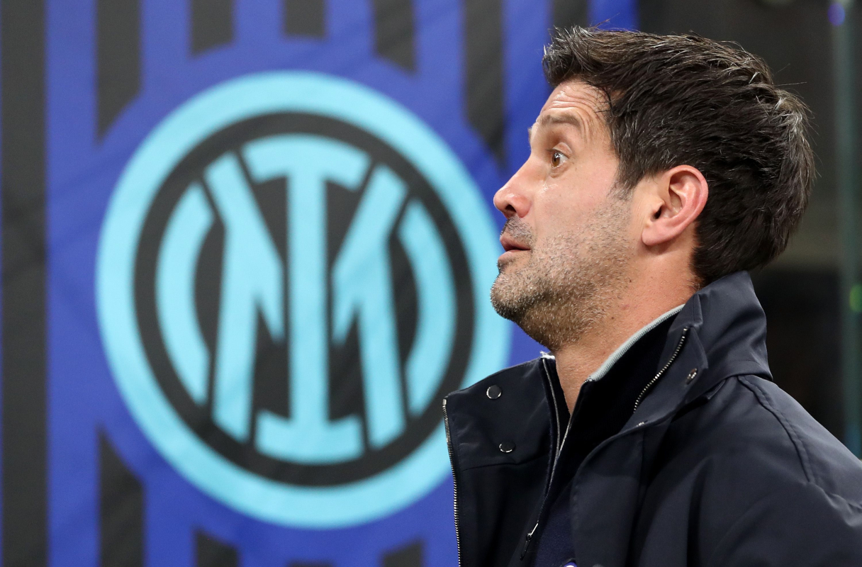 MILAN, ITALY - FEBRUARY 28: FC Internazionale coach Cristian Chivu looks on during the Serie A match between FC Internazionale and Genoa CFC at Giuseppe Meazza Stadium on February 28, 2026 in Milan, Italy. (Photo by Marco Luzzani/Getty Images)