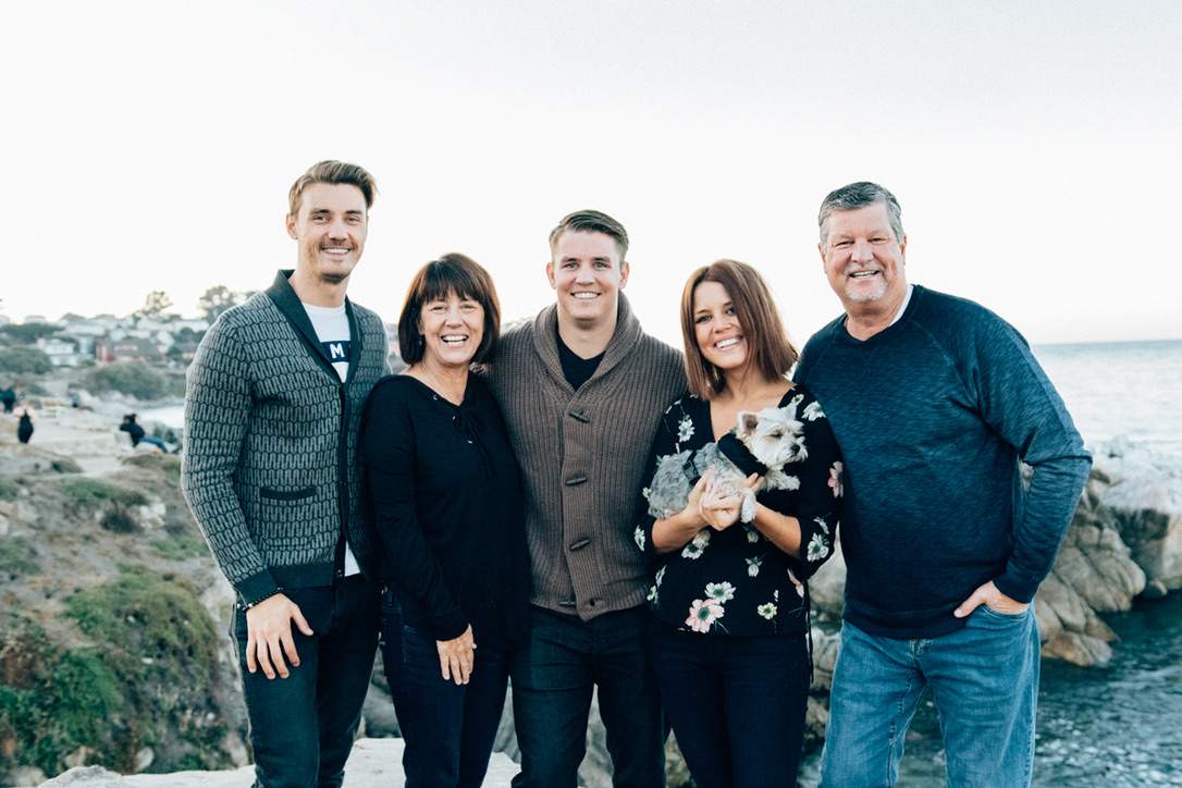Carol Kovatch, second from left, and her husband Mike, far...