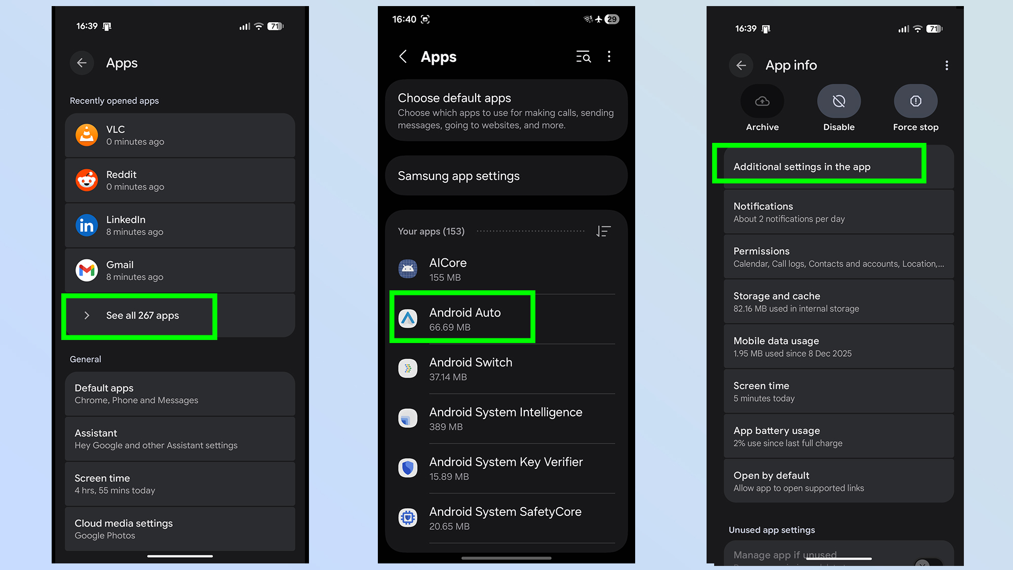 android auto developer options