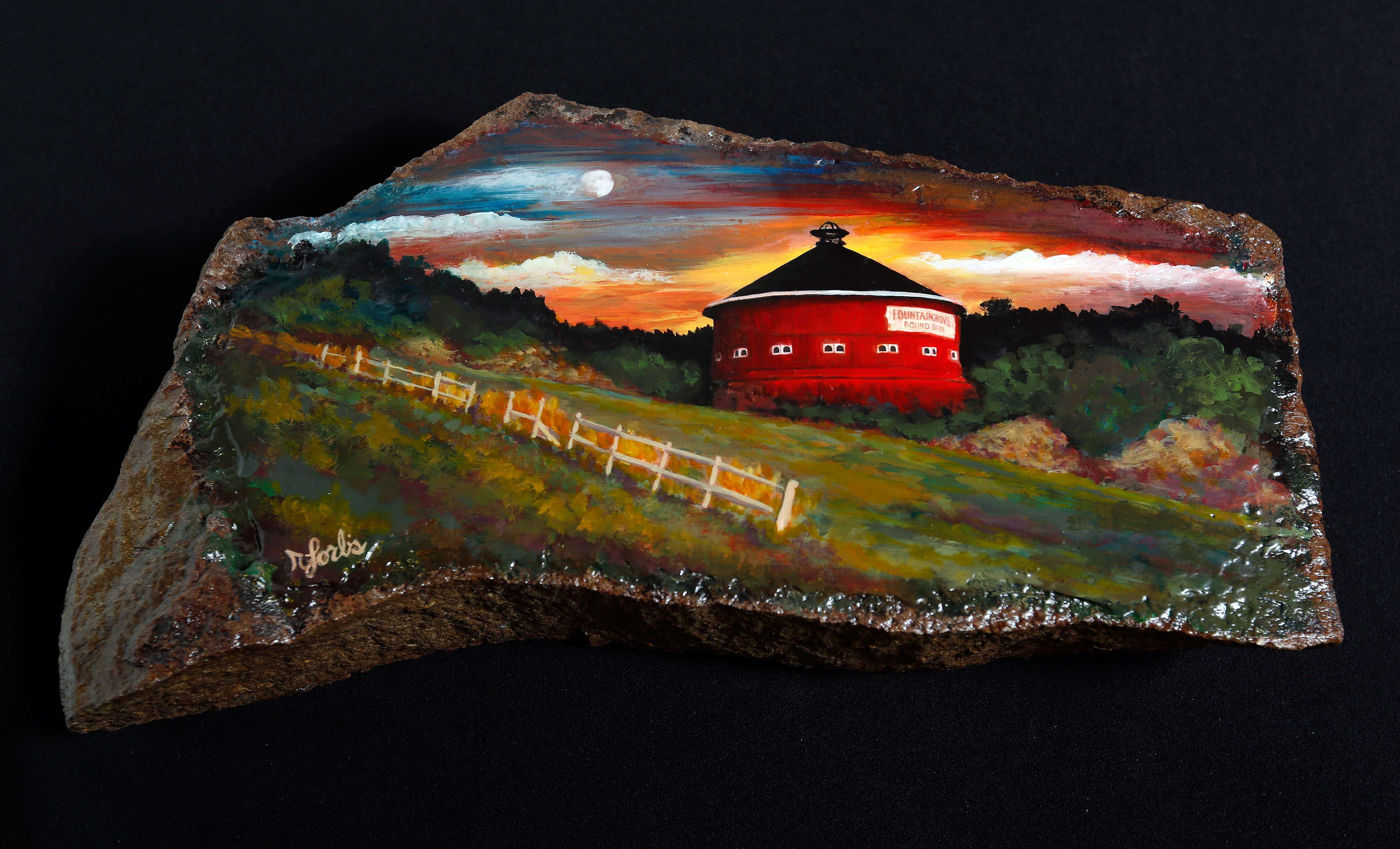 A painting of the historic Fountaingrove Round Barn by artist...