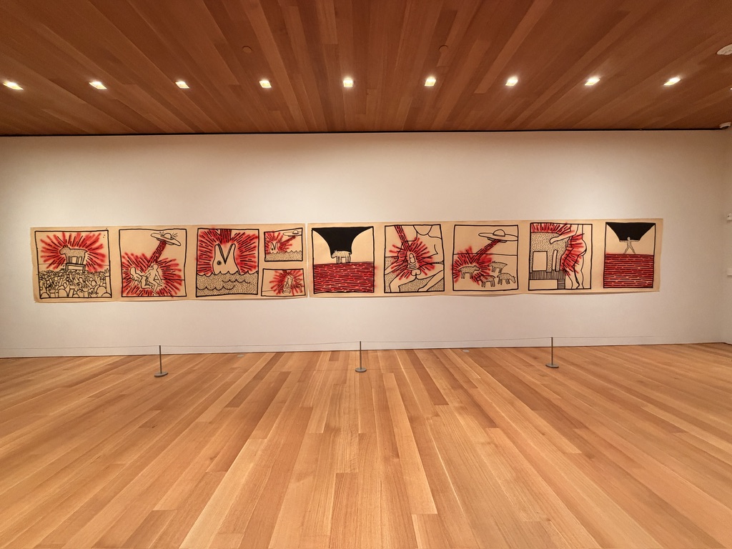 Untitled, 1980, Ink and spray enamel on poster board features 10 images in red and black