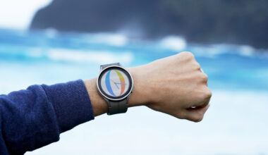 A Galaxy Watch 5 Pro displays Ball watch face.