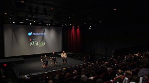 NEW YORK, NEW YORK - DECEMBER 08: (L-R) Maria-Christina Villaseñor, Matthew Warchus and Dennis Kelly speak onstage during Roald Dahl's Matilda The Musical screening at NY International Children's Film Festival at SVA Theater on December 08, 2022 in New York City. (Photo by Roy Rochlin/Getty Images for Netflix)