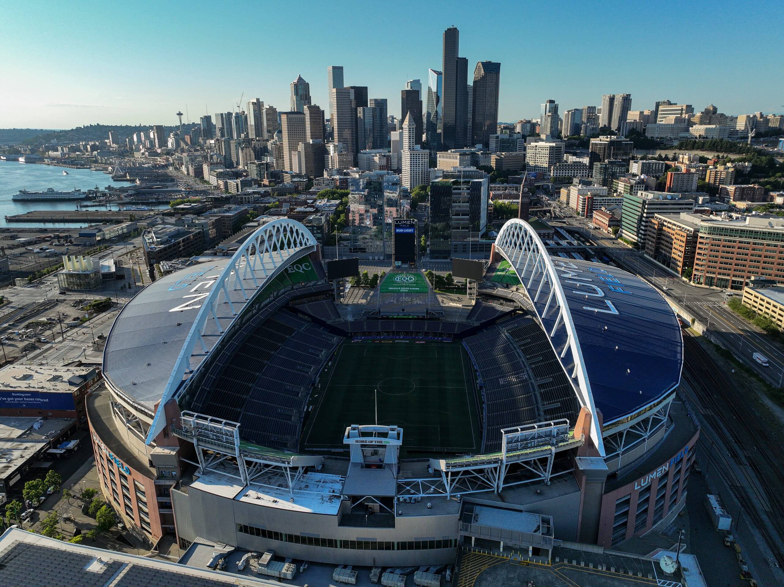 Seattle's Lumen Field from an aerial view