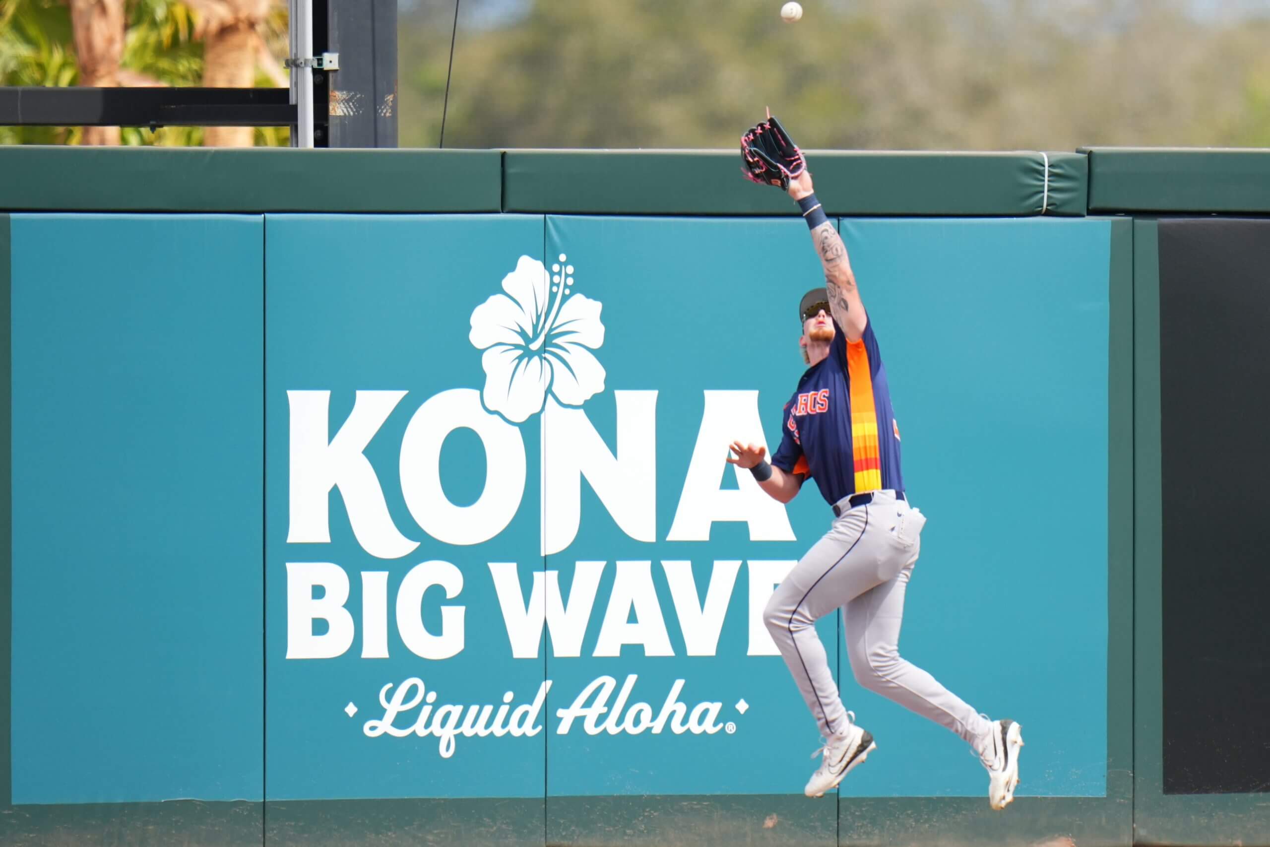 Ethan Frey played all three outfield positions over six games with the Astros during spring training.