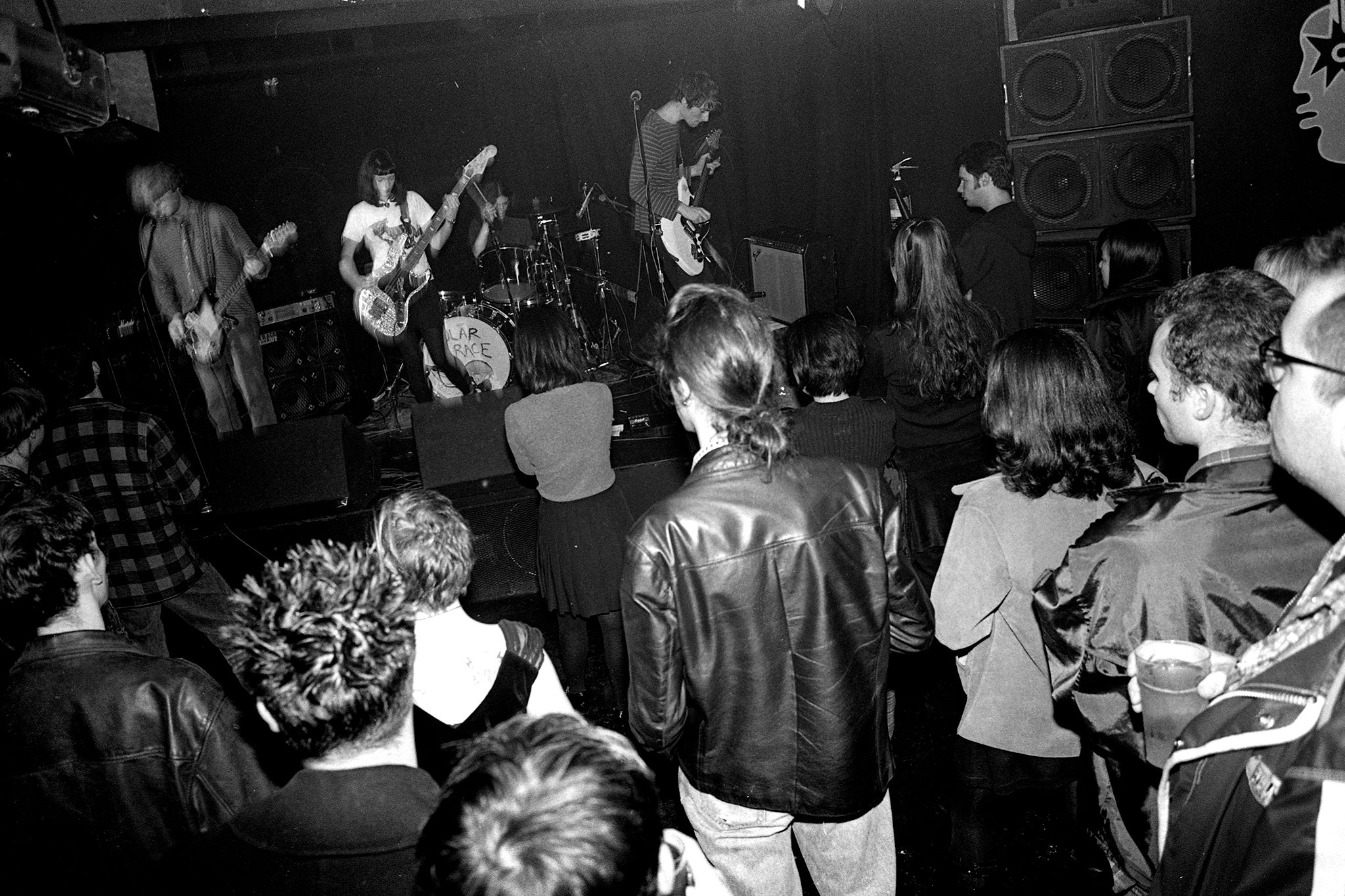 Indie Rock fans watch the band Solar Race performing on stage at the Dublin Castle in Camden Town, London, 1994