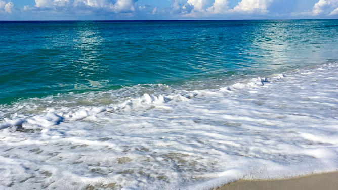 FILE - Gulf of Mexico Beach with White Sand and breaking surf, Gulf Shores, Alabama.