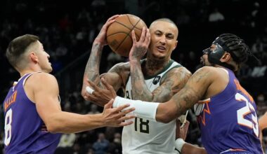 Hot-shooting Suns have three 20-point scorers in 129-114 victory over Bucks