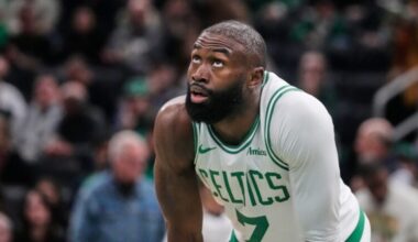 Boston Celtics guard Jaylen Brown during an NBA basketball game, Wednesday, March 4, 2026, in Boston.