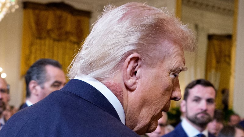 WASHINGTON, DC - MARCH 02: U.S. President Donald Trump arrives for a Medal of Honor Ceremony in the East Room of the White House on March 02, 2026 in Washington, DC. Trump awarded three soldiers the highest military decoration; Master Sgt. Roddie Edmonds, who died in 1985, for shielding Jewish prisoners from Nazi guards during World War II; then-Staff Sgt. Terry Richardson for saving 85 lives of fellow soldiers during the Vietnam War; and Staff Sgt. Michael Ollis who died in the Afghanistan War when he shielded another soldier from a suicide bomber. (Photo by