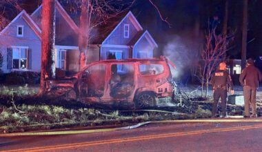 SUV slams into tree, catches fire in Clayton :: WRAL.com