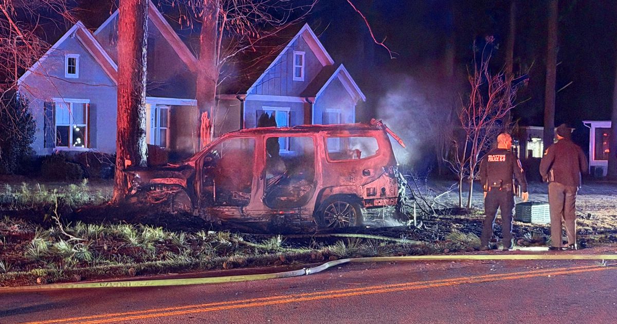SUV slams into tree, catches fire in Clayton :: WRAL.com