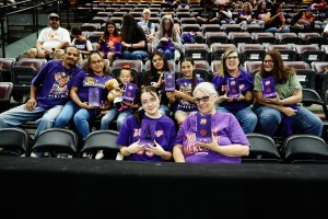 March 2, 2026; Tempe, Arizona, USA; Fans hold up their Phoenix Mercury bobble heads at the Valley Suns vs. Salt Lake City Stars game. Mandatory Credit: Valley Suns PR