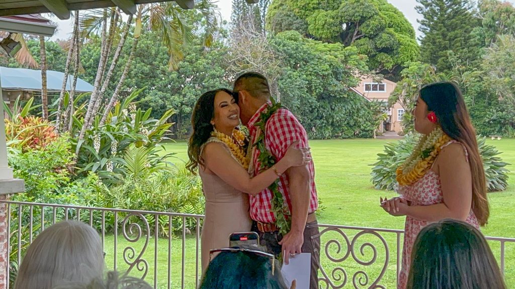 Kauaʻi Mayor Derek S.K. Kawakami announced he is running for lieutenant governor of Hawaiʻi with his wife, Monica, and daughter by his side at Gaylord's restaurant in LIhue on March 17, 2026. (Xiomara Yamileth/Kauaʻi Now)