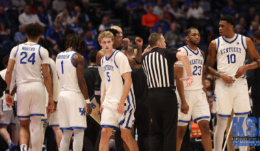 Vanderbilt quarterback Diego Pavia (2) is brought down from behind by Kentucky defensive lineman Mi'Quise Humphrey-Grace (90) during the second quarter at FirstBank Stadium in Nashville, Tenn., Saturday, Nov. 22, 2025. (© Mark Zaleski / The Tennessean / USA TODAY NETWORK via Imagn Images)