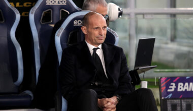 ROME, ITALY - MARCH 15: Massimiliano Allegri, Head Coach of AC Milan, looks on prior to the Serie A match between SS Lazio and AC Milan at Stadio Olimpico on March 15, 2026 in Rome, Italy. (Photo by Paolo Bruno/Getty Images)