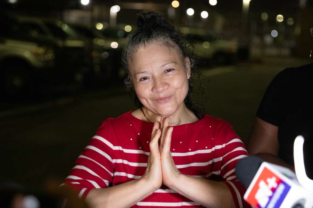 Carmen Mejia walks free after 22 years for a crime that never occurred (Image: Montinique Monroe for the Innocence Project)