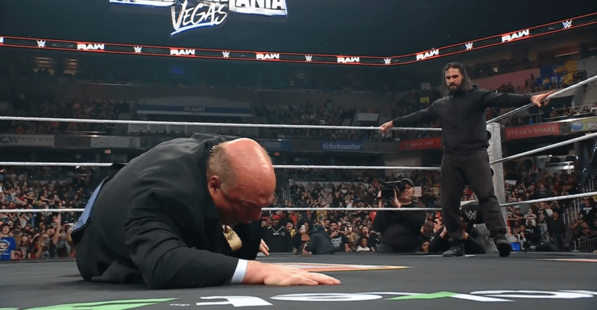 Paul Heyman stomped by Seth Rollins, kidnapped by LA Knight