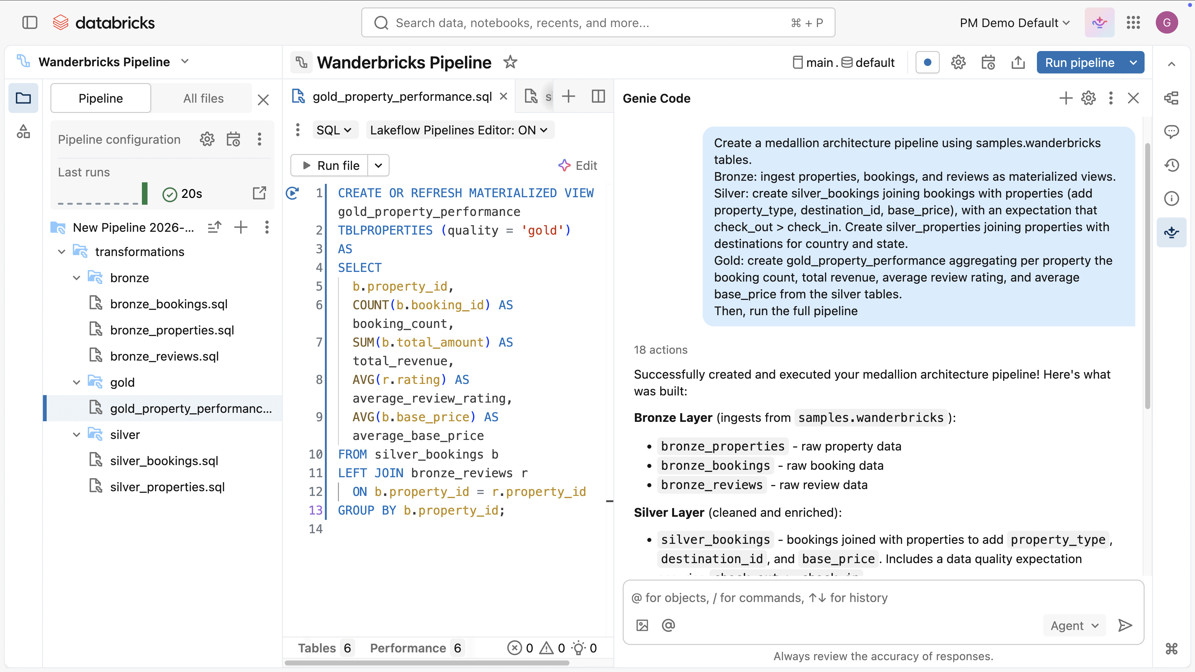 Create Lakeflow Spark Declarative Pipelines with Genie Code