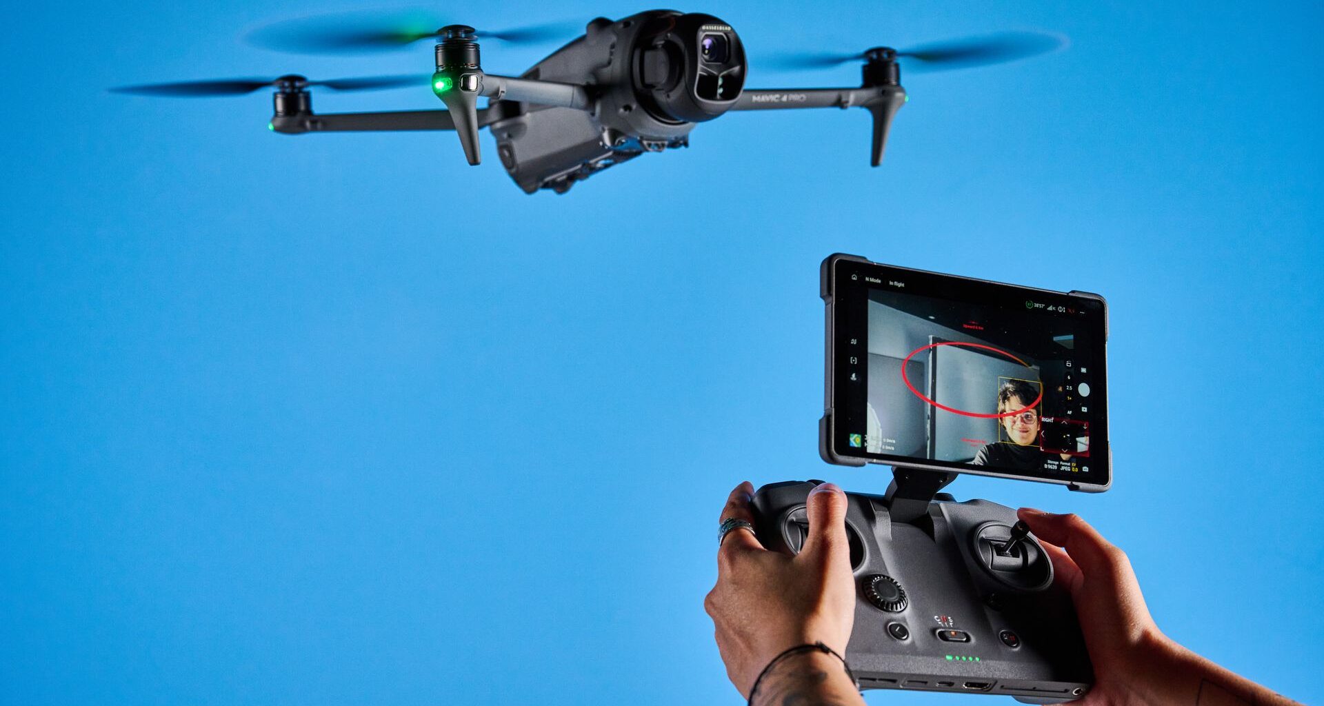 A dark grey DJI Mavic 4 Pro drone