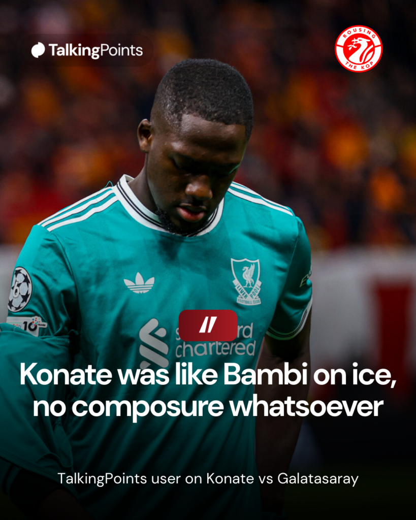 Ibrahima Konate of Liverpool FC looks on after the match with Galatasaray