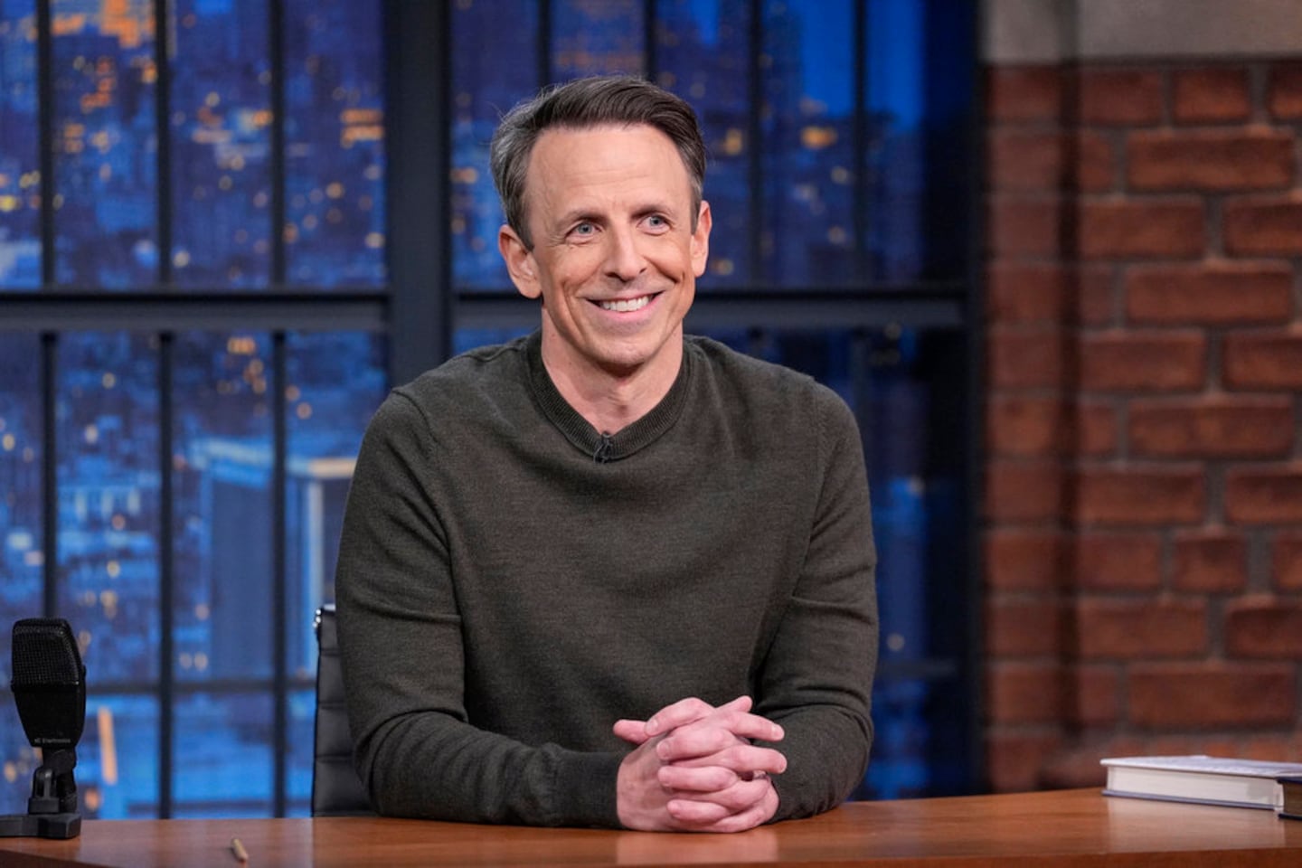 "Late Show" host Seth Meyers during his monologue on Monday night.
