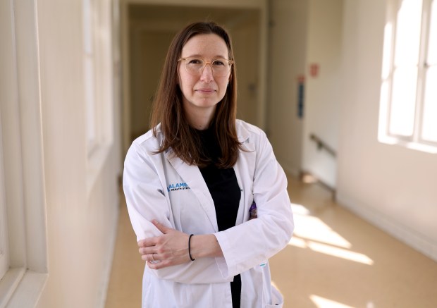 Dr. Ann Schraufnagel works at the Wilma Chan Highland Hospital Campus in Oakland, Calif., on Wednesday, March 4, 2026. Schraufnagel treats patients with silicosis, an incurable lung disease from working with quartz countertop materials. (Jane Tyska/Bay Area News Group)