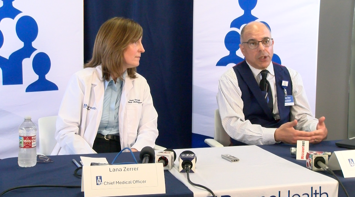 Boone Health officials hold a press conference on March 30, to discuss a split with Missouri Heart.