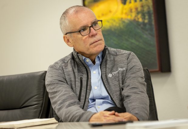 Dr. John Aryanpur, chief medical officer of Providence Medical Group Northern California, explained the decision to close the inpatient pediatric wing at Santa Rosa Memorial Hospital Wed., Nov. 12, 2025 in Santa Rosa. (John Burgess / The Press Democrat)