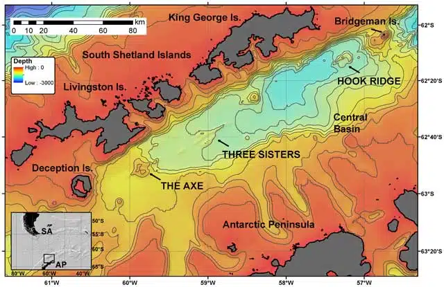 This Map Illustrates The Bransfield Strait And Pinpoints The Hook Ridge Vent.
