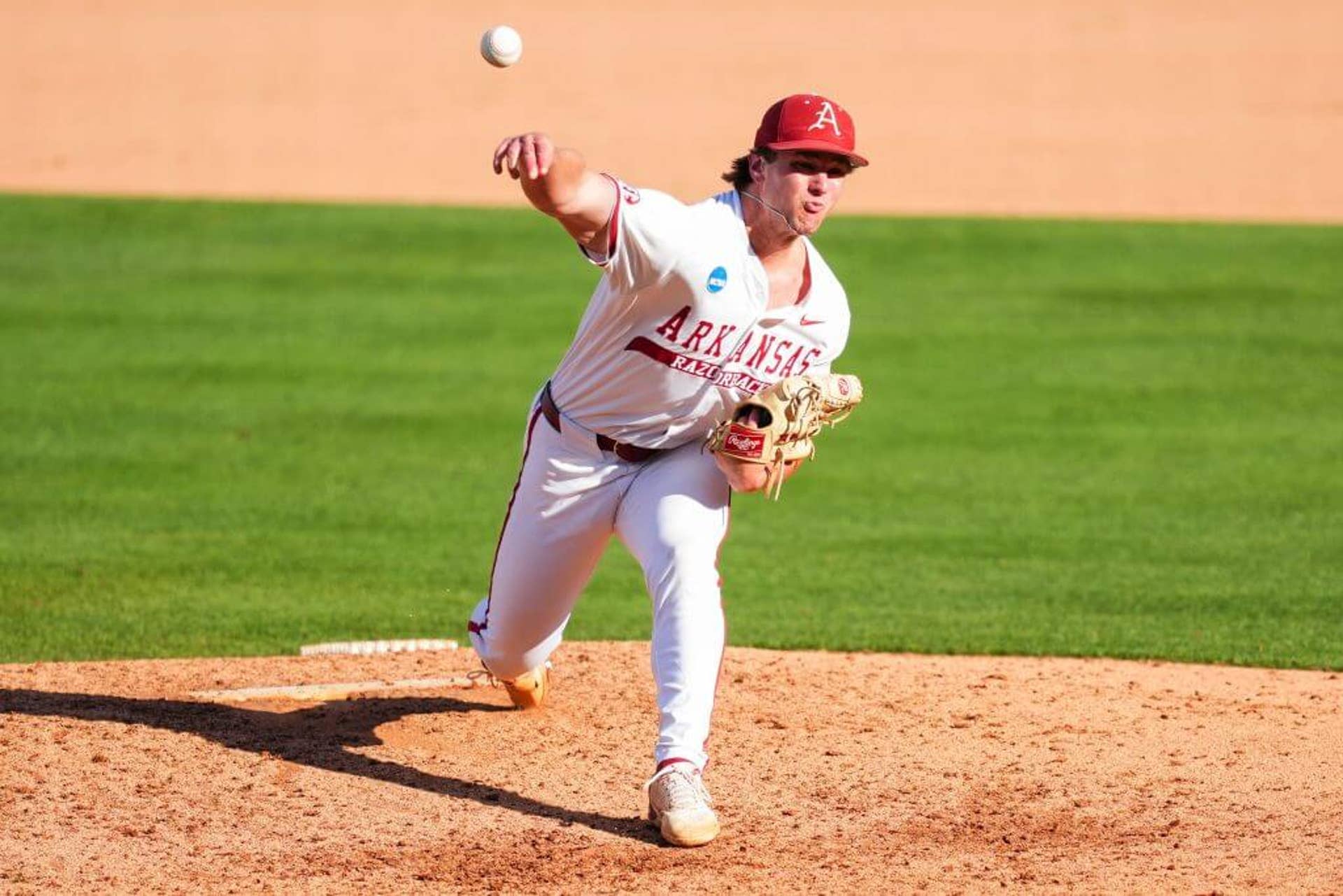 Arkansas pitcher Gabe Gaeckle throws a pitch.