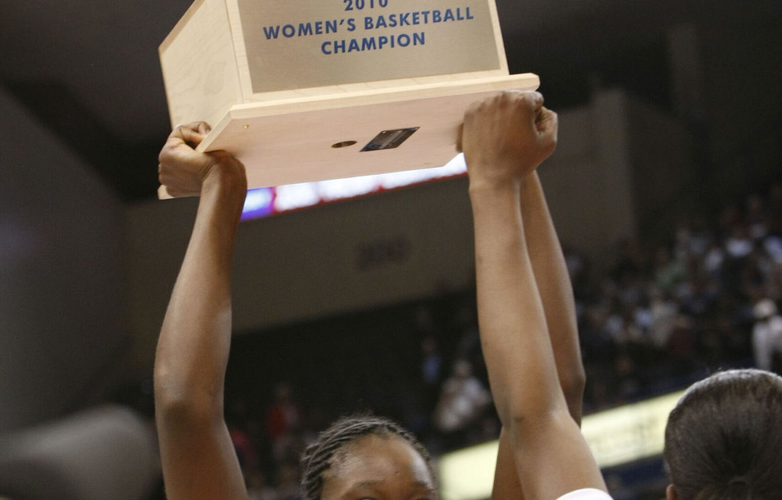 Mar 9, 2010; Hartford, CT, USA; Connecticut Huskies center Tina Charles (31) celebrates with her teammates after defeating the West Virginia Mountaineers for the Big East championship at the XL Center. UConn defeated West Virginia 60-32.