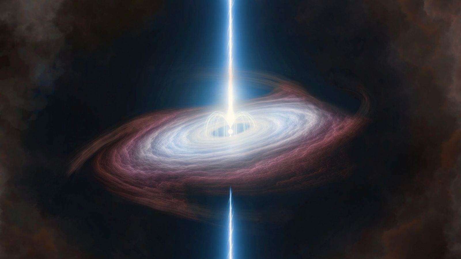 An illustration of a magnetar with a wobbling accretion disk