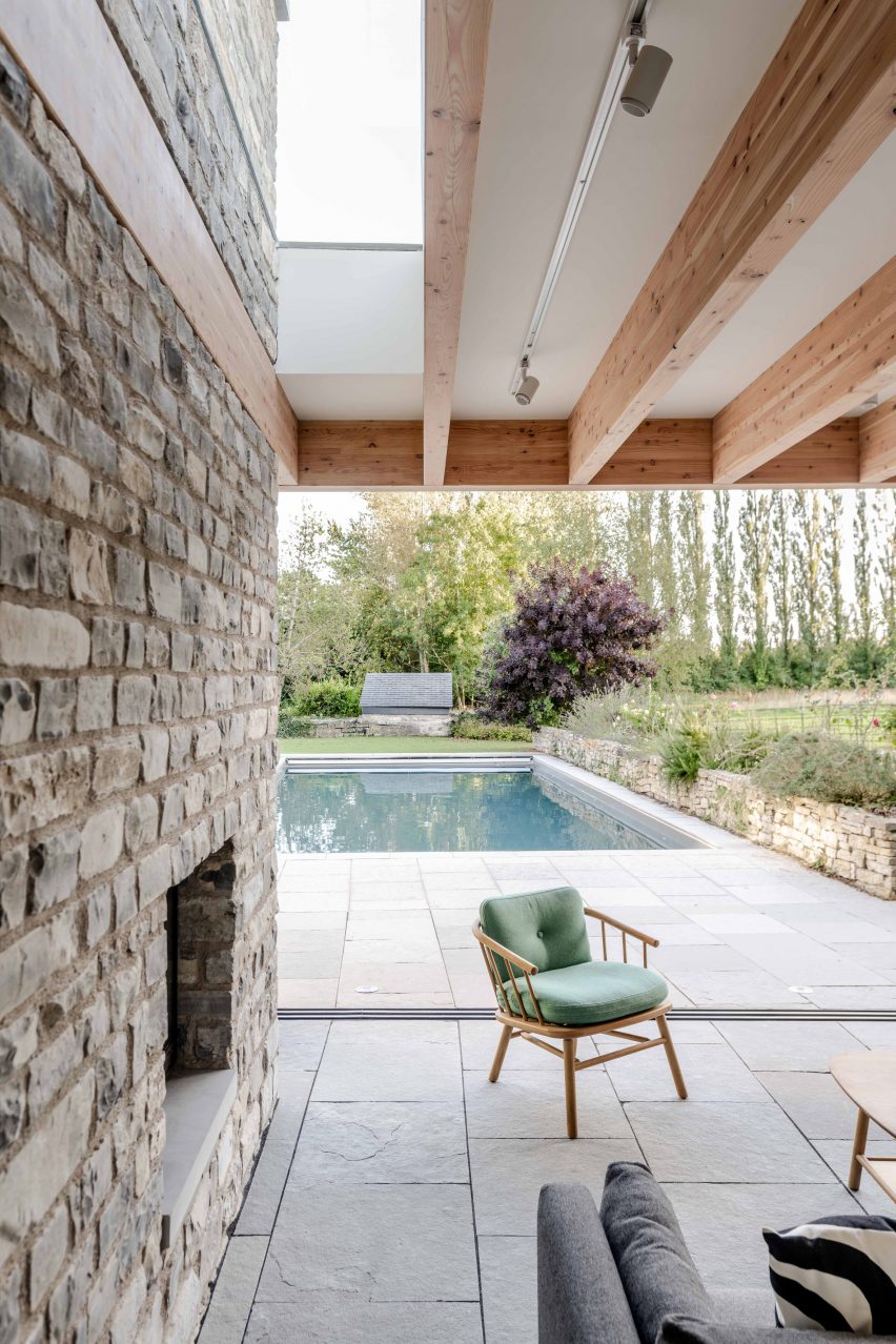 British house with swimming pool terrace