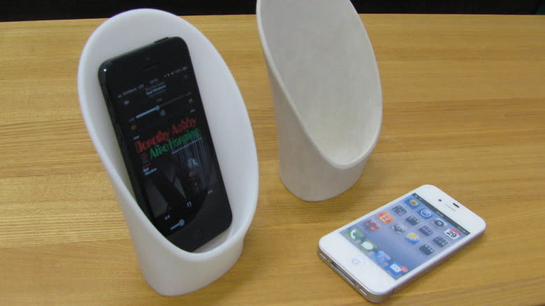 3D printed phone holder on a table