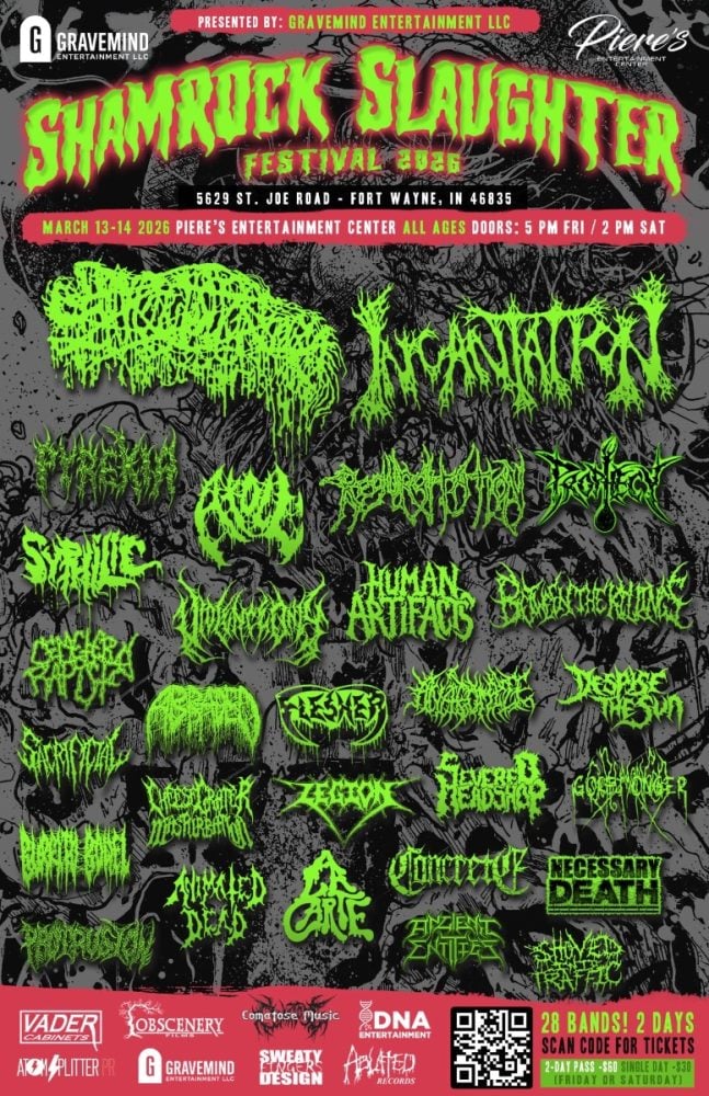 INCANTATION & SANGUISUGABOGG To Headline Shamrock Slaughter Festival Next Friday