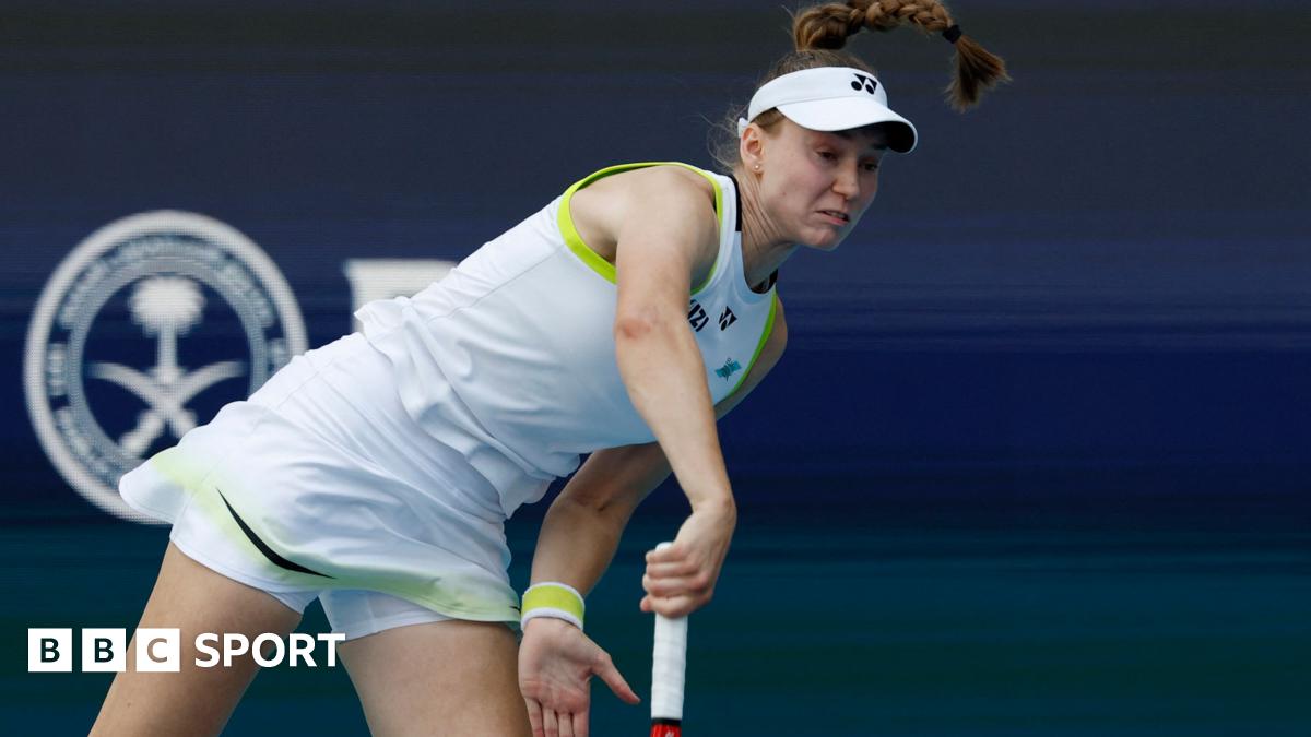 Elena Rybakina serves against Jessica Pegula