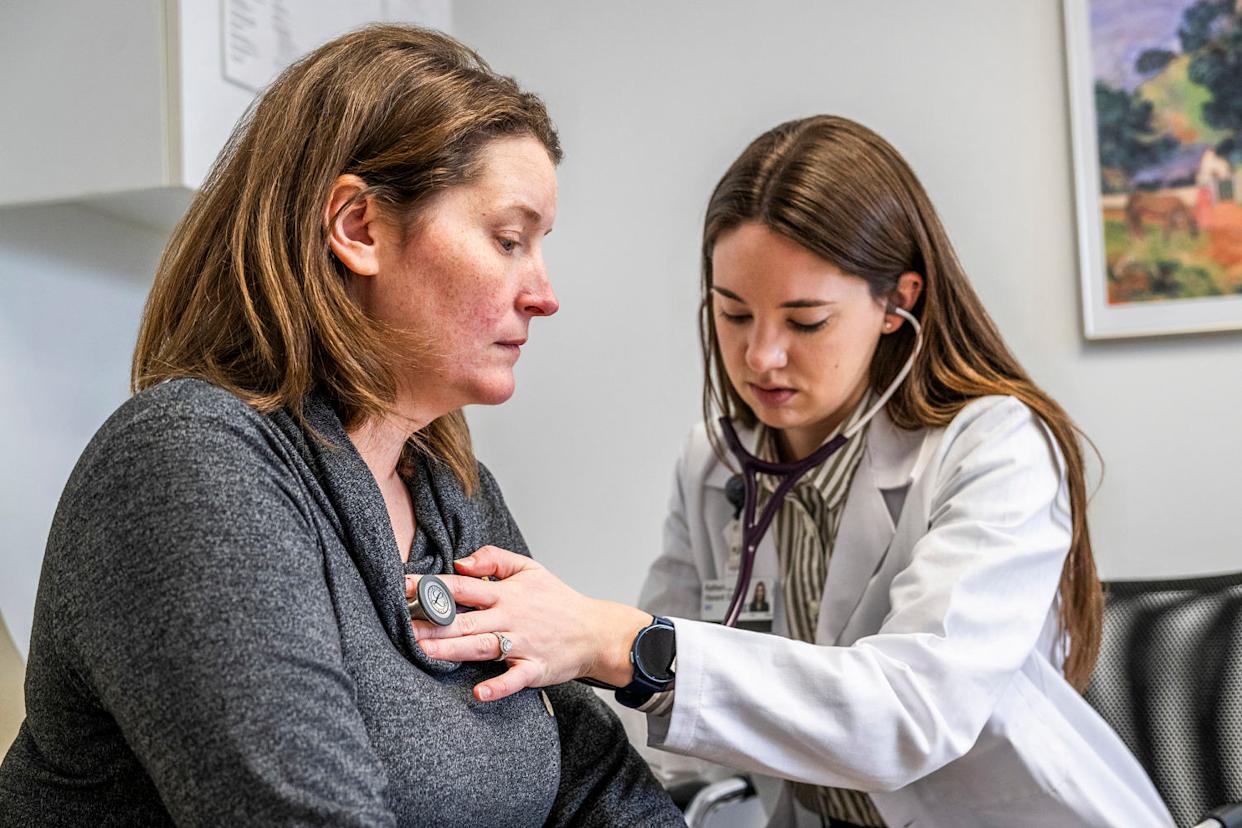 A patient with MS during testing and a doctors appointment on Feb. 23, 2026 at the Cleveland Clinic. (Marty Carrick / Cleveland Clinic)