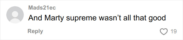 Screenshot of an online comment discussing opinions related to Timothée Chalamet's alleged arrogant streak affecting Oscar chances.