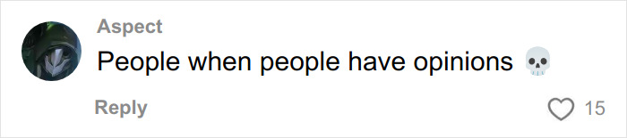 Comment on social media saying people when people have opinions with skull emoji, related to Timothée Chalamet Oscar chances controversy.