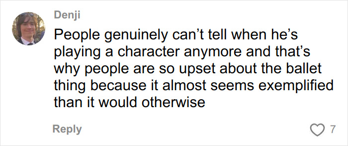 Screenshot of a user comment discussing Timothée Chalamet and his impact on Oscar chances with an arrogant streak.