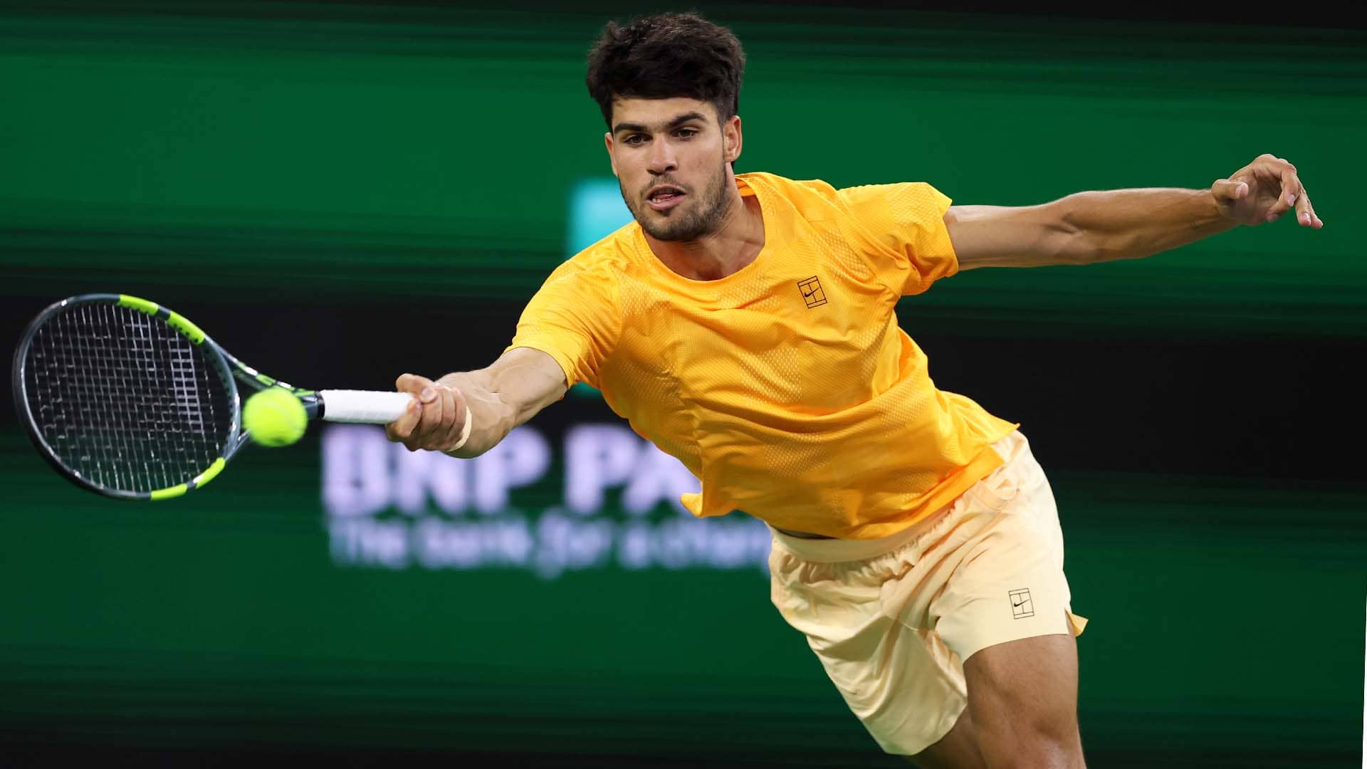 Carlos Alcaraz in action against Cameron Norrie on Thursday in Indian Wells.