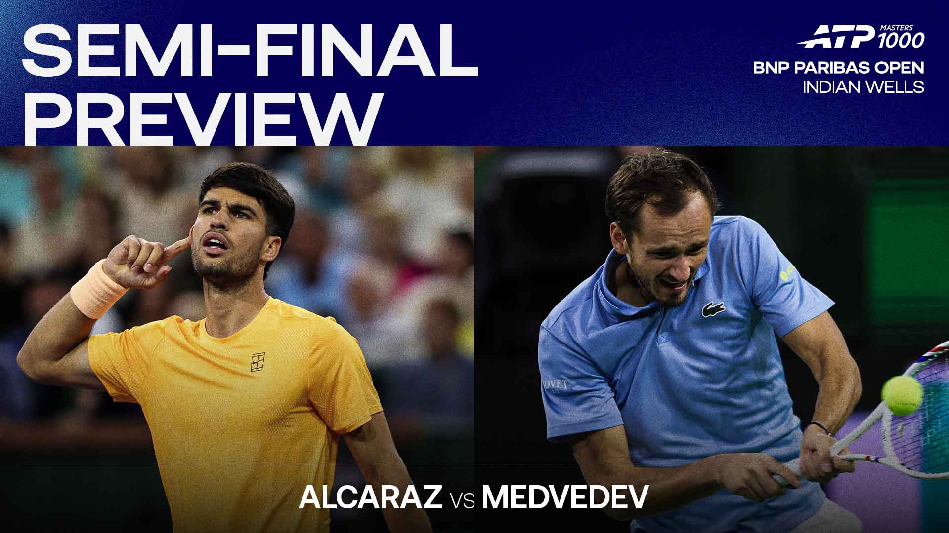 Carlos Alcaraz beat Daniil Medvedev in consecutive Indian Wells finals in 2023-24. 