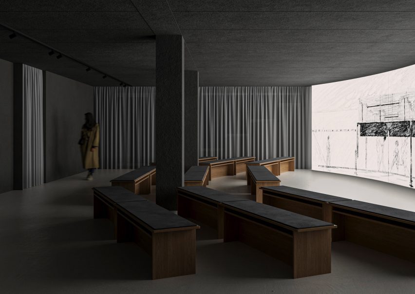 Exhibition space interior at the Brion Tomb visitor centre by AMDL Circle