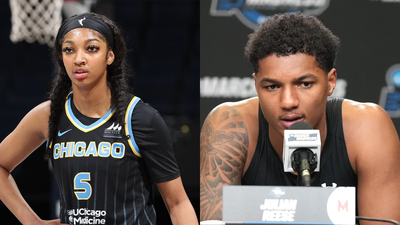 “More attention to her phone” - Fans go crazy as WNBA star Angel Reese’s clip attending Julian Reese’s second NBA career game goes viral