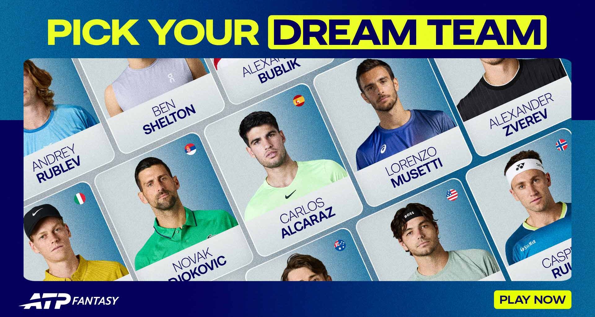 Fans can coach their favourite tennis stars in ATP Fantasy by selecting a team of eight.