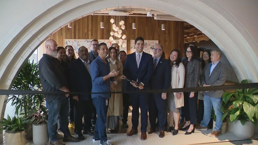 A photo of the ribbon-cutting of the OpenAI office in Bellevue on March 5, 2026. (KOMO){ }{ }{p}{/p}