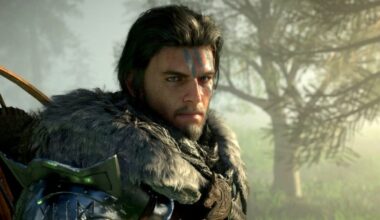 A warrior appears in the woods.