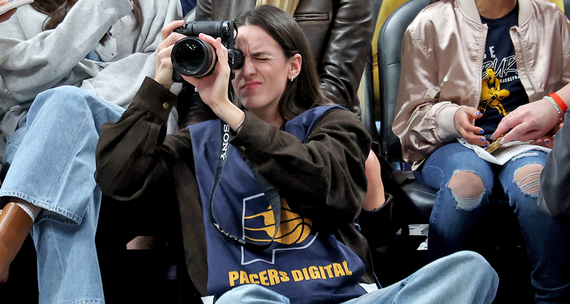 Caitlin Clark Works Camera Courtside During Luka Doncic's 43-Point Night Against Pacers