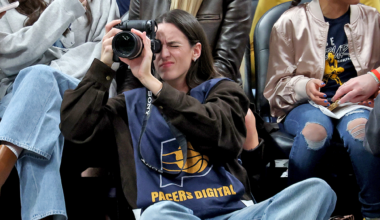 Caitlin Clark Works Camera Courtside During Luka Doncic's 43-Point Night Against Pacers